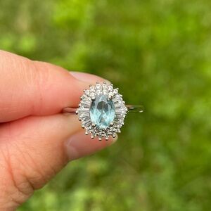Aqua Kyanite Halo Ring